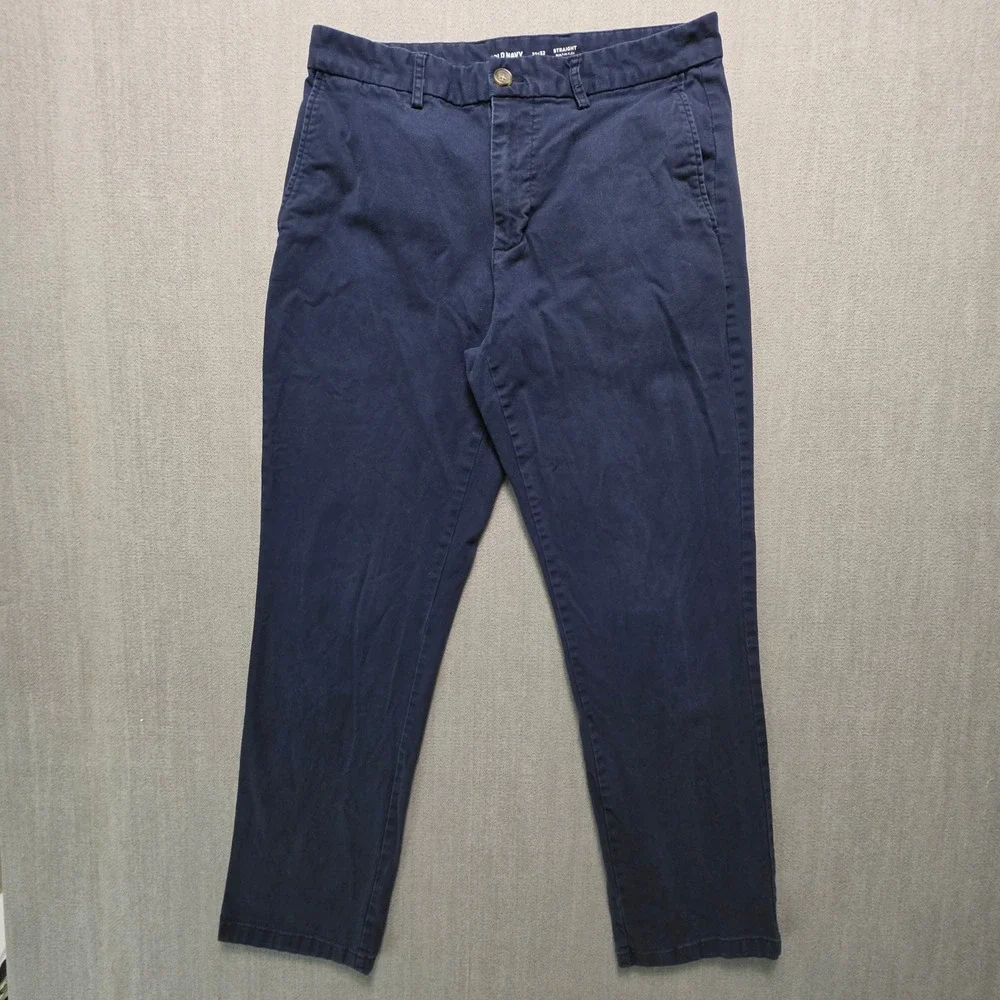 Old Navy Chino Pants Mens 32x32 Navy Blue Straight Built-In Flex Trousers